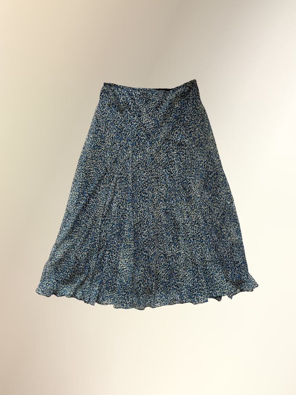 Charter Club Blue Green Floral Silk Bias Flare Midi Skirt Petite Sz 4P